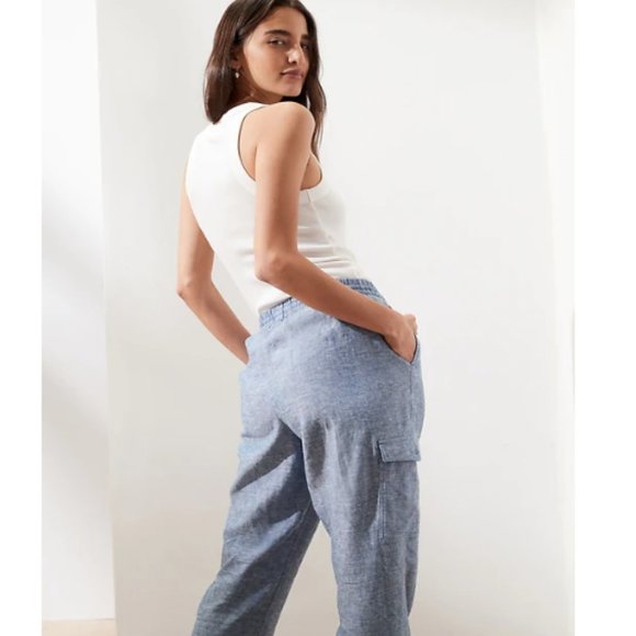 NWT BanRepF Linen Cargo Jogger SP Black F274 - Picture 2 of 6